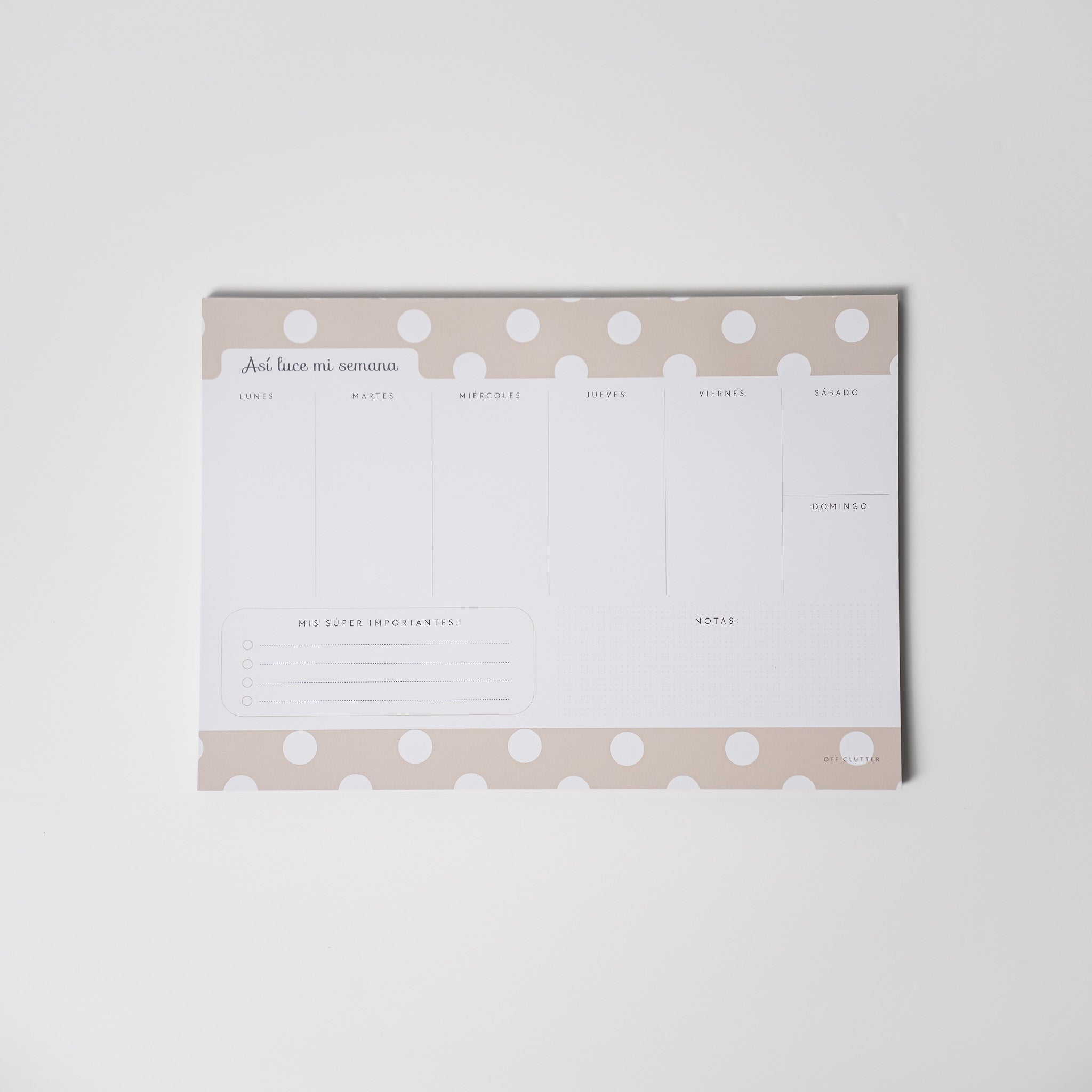 Planner Semanal | Bloc | Crema Polka Dot