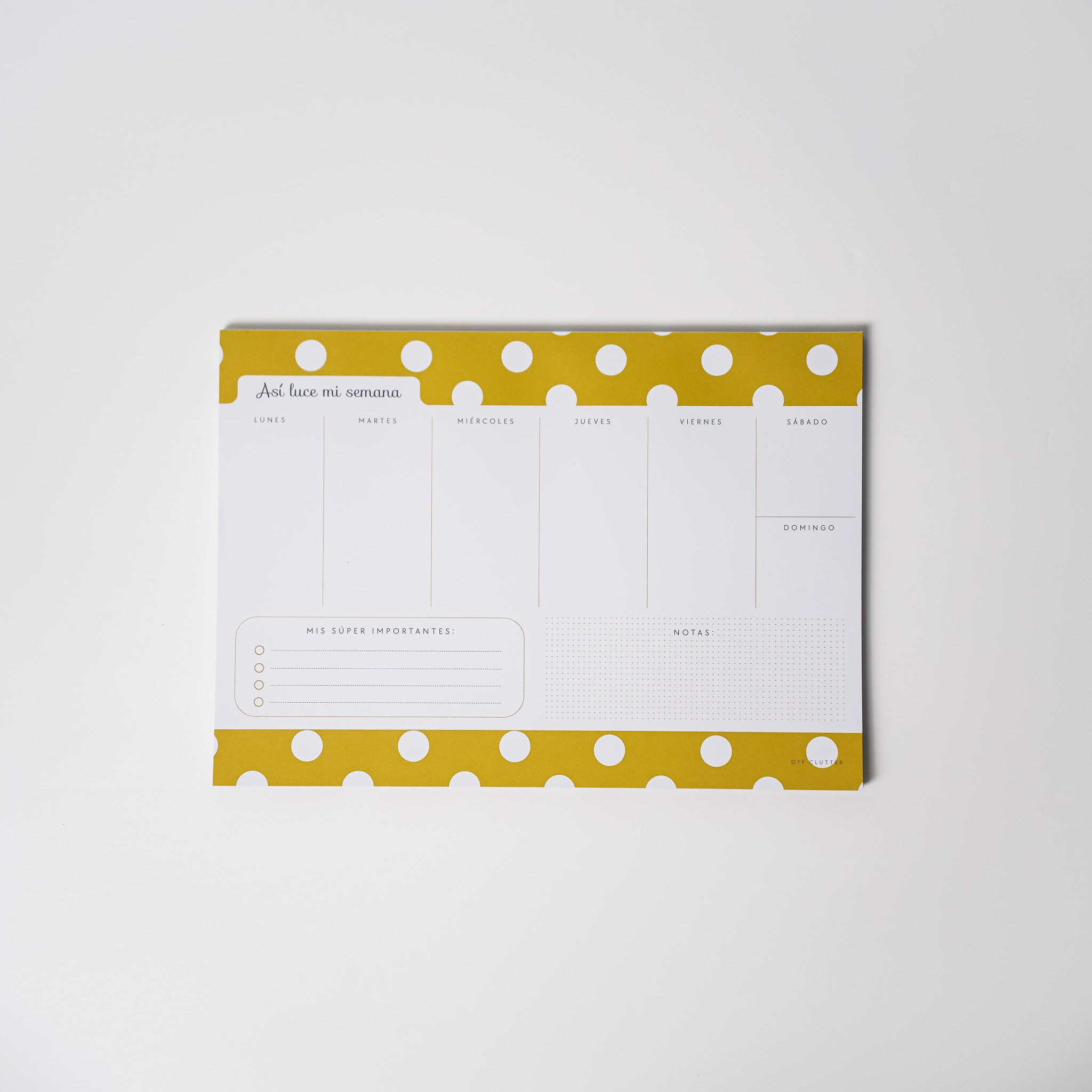 Planner Semanal | Bloc | Amarillo Polka Dot