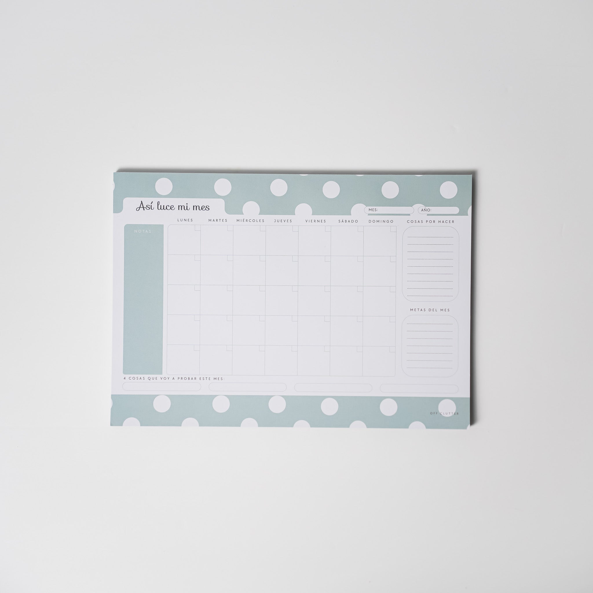 Planner Mensual | Bloc | Azul Polka Dot
