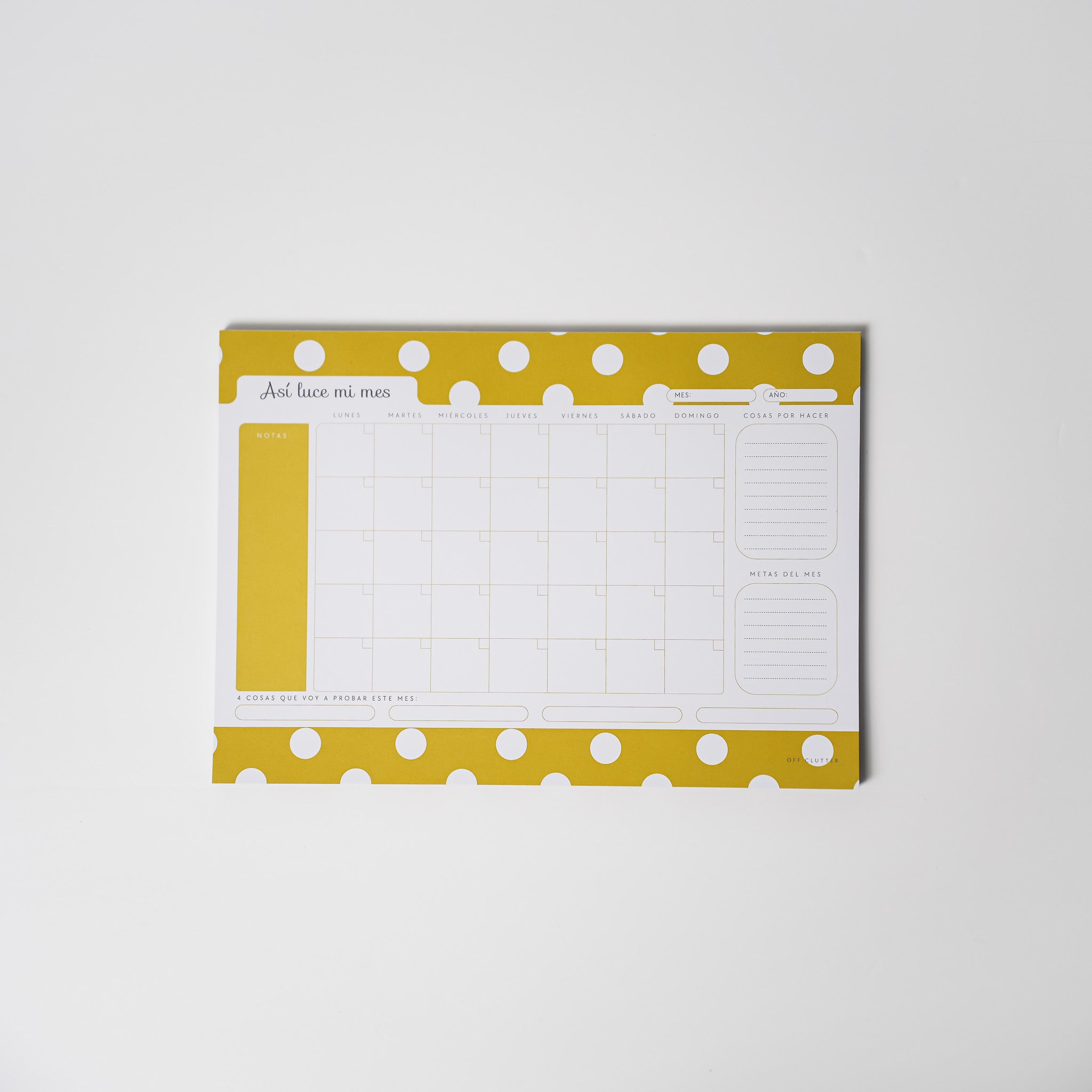 Planner Mensual | Bloc | Amarillo Polka Dot